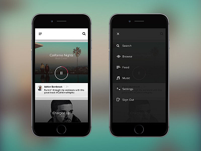 Müsic Concept drake feed menu music player social ui