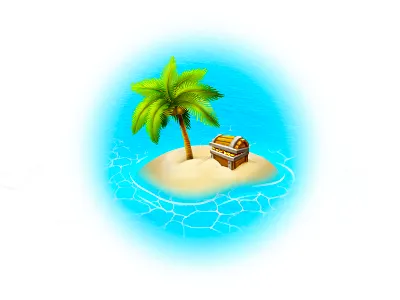Island art casual game gold island matching mobile palm sand sea social vector