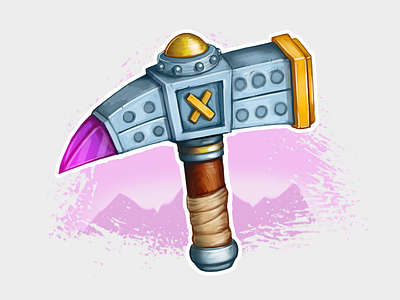 Miner's Pickaxe gold icon illustration metal mine pickaxe wood