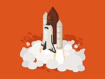 Rocket Launch flight illustration isometric isometry launch rocket rocketship ship shuttle spaceship startup vector