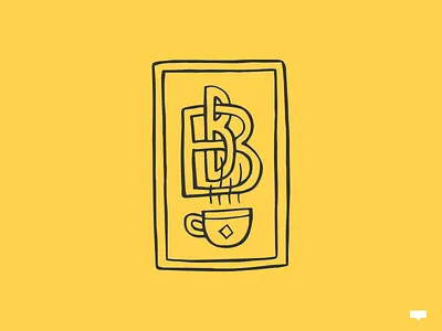Steel B's b coffee cup hand drawn letter mark logo