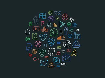 Simple Line Icons Pro - Social / Brands brand icon icon pack icon set icons line outlined icons social media social media icons stroke icons