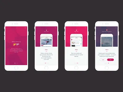 go - walkthrough/onboarding 2015 cynthia irani go intro steps ios 9 app onboarding product design splash screen ui ux visual design walkthrough welcome screen