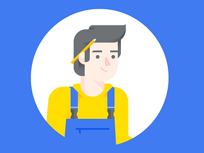 Worker craftsman man pencil worker