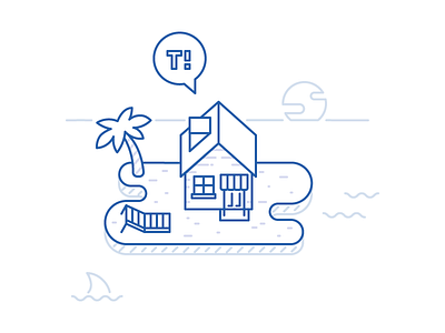 Island design house illustration island kame sea