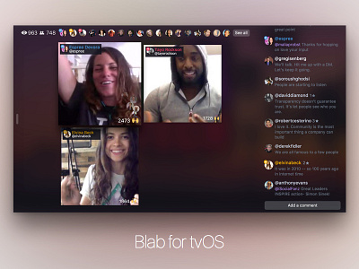 Blab For tvOS On Air UX app appletv blab feed live on air television tv tvos