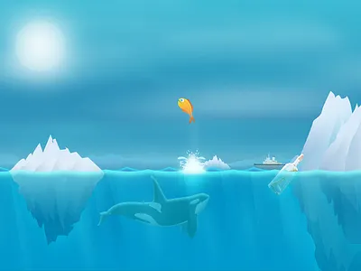 Fishy hopes... app blue design endless game fish illustration ios iphone photoshop sea vector winter