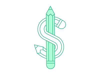 $ Pencils dollar graphic green icon illustration line money pencil price