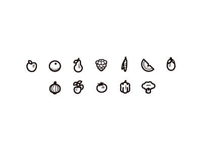 Fruit & Veggie Icons fruits icons lines simple vector veggies