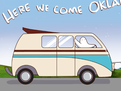 OK, hear we come! character color illustration photoshop travel van