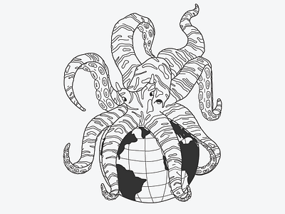 Wonderpus Records graphic design illustration line work logo