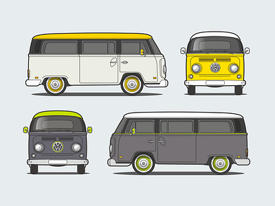 VOLKSWAGEN T2 bus design flat graphic illustration retro t2 vector vintage volkswagen vw