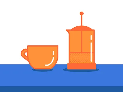 Coffee day! coffee french press hi kuu illustration kuuhubbard matchup vector