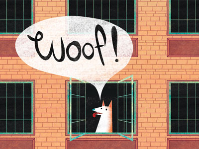 Woof apartment brick building dog illustration texture woof