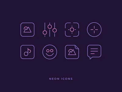 Neon Icons! chat equaliser icon icons image neon note outline picture signs smile target