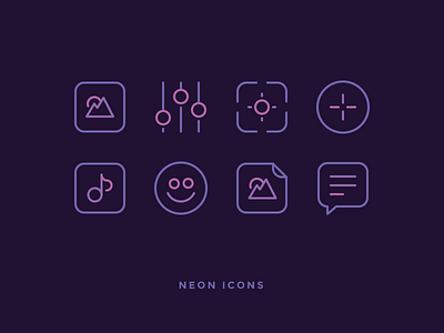 Neon Icons! chat equaliser icon icons image neon note outline picture signs smile target