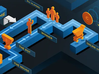 Gaming Infographic 3d arrows cart coin data infographic people trophy