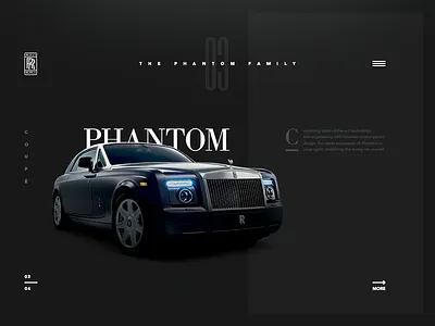The Phantom Family - Visual direction auto automobile car dark elegant hellowiktor luxury rolls royce ui web webdesign website
