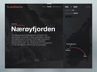 Scandinavia - travel app black clean dark ipad norway scandinavia tablet travel ui