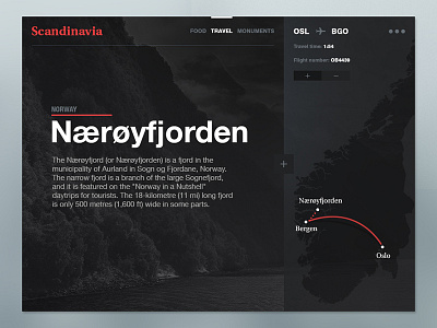 Scandinavia - travel app black clean dark ipad norway scandinavia tablet travel ui