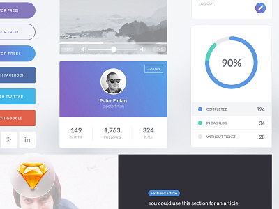 Freebie! UI Kit. Land.io Sketch Freebie. components flat design freebie sketch ui design ui kit