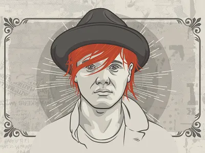Aaron Gillespie Fall Tour Art gig poster illustrated portrait illustration portrait