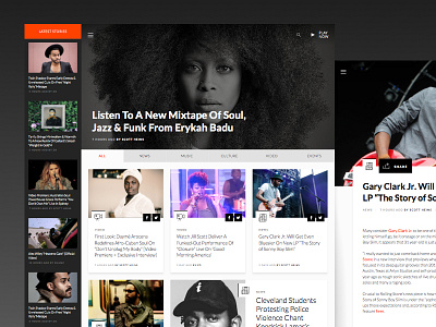 Homepage artists audio music ui urban ux video website