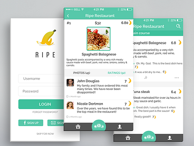 Ripe app application flat ios restaurants ui