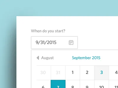 Calendar Dropdown blue calendar dropdown form input interface teal ui ux web widget