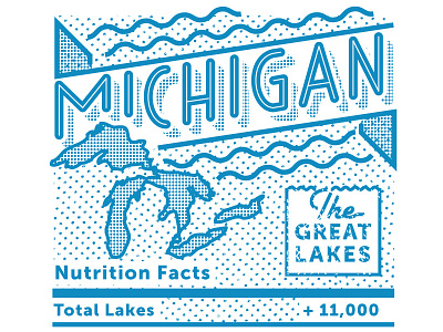 Michigan Lakes Label great lakes michigan typography