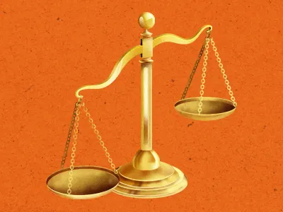 Balanza editorial illustration justice texture