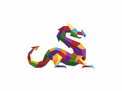 dragon color dragon logo polygon