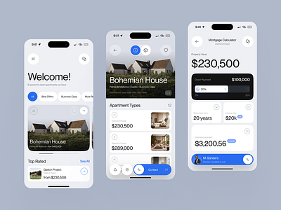 Real Estate Mobile App Design apartment app clean estate home house minimalist mobile app product property property app real estate real estate app realestate rental residence ui ux