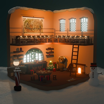 Low Poly Christmas Rooms 3d graphic design