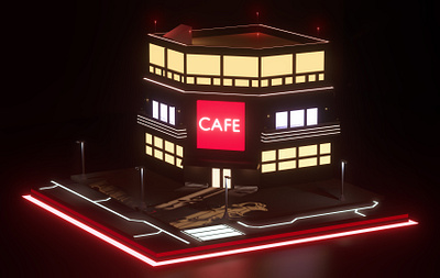 Neon Cafe 3d graphic design