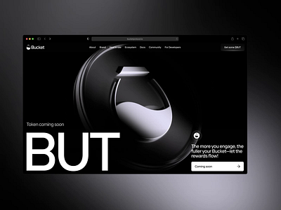 Bucket website concept 3d animation black design branding crypto dark theme defi design hero page hero section motion graphics swiss style ui ux website