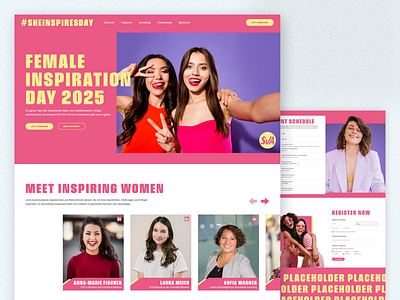 She Inspires Day 2025 ✨ | Bold & Empowering Web Design bold colors bold design conference website creativeweb designinspiration desktop design empowerment event website eventwebsite feminine landing page modern ui uxui web design webdesign website design