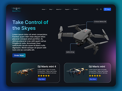 Dron Pilot dji dji mavic drone landing page drone project drone sell drone selling web drone website droneservices dronesforsale echelevated futureofflight hero section herosection landing page