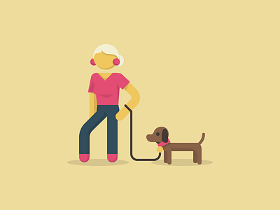 Dog Lady 2 dogs illustration pets