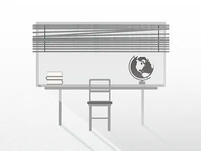 Old School flat gradient illustration work space