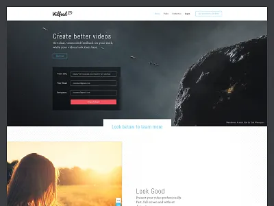 Vidfeed Homepage WIP blue blur brand logo minimal red ui ux video web design website wip