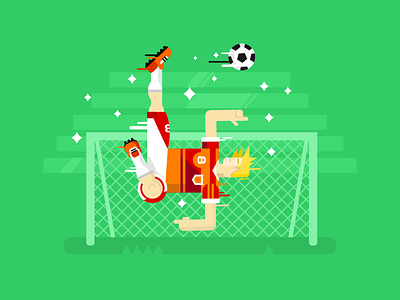 Soccer player character flat football gate goal illustration jump kit8 player soccer sport vector