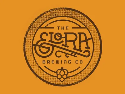 Elora Brewing Co Early concept badge beer brewery elora hop illustration jetpacks and rollerskates logo retro vintage worn