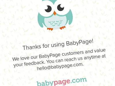 BabyPage Thank You Card baby owl shipping thank you