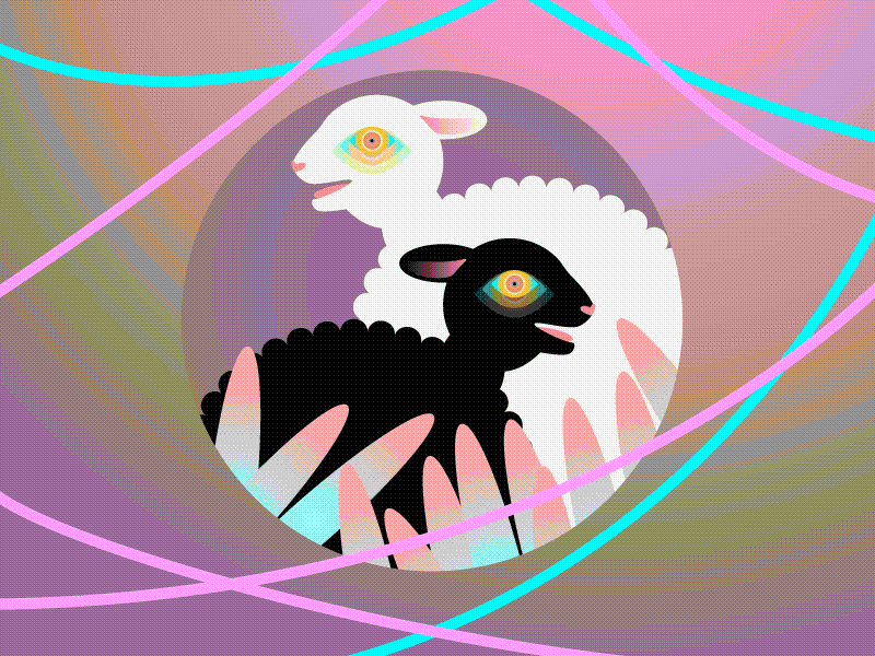 Yin & Yang sheep animal cute illustration nature vector