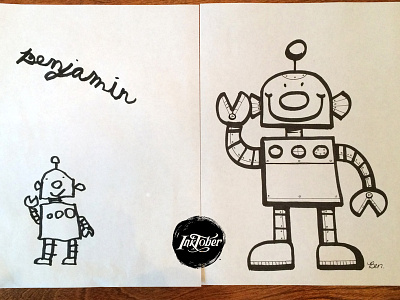 Inktober 2015 - Day 1 :: ROBOTS 5yearold father ink inktober robots script son teaching