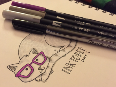 Inktober Day 1 cat cats drawing illustration inktober sharpie