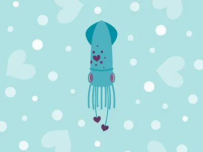 The Lovely Squid bubbles cephalopod hearts squid underwater