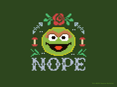 Nope apple cross stitch grouch mad nope oscar rose trash