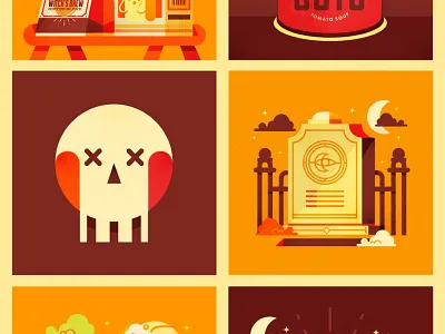 Series of Halloween Designs coffee ghosts graphic design halloween holiday horror illustration pumpkin scary skull spooky vectors